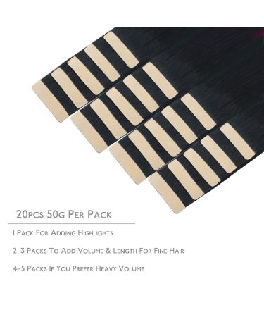 Salife Tape Extensions - 20 Pcs Real Hair 50g 14 Inch Jet Black to Burgundy Remy Invisible Skin Weft Tape In - Buy Online on SooperMarket.com