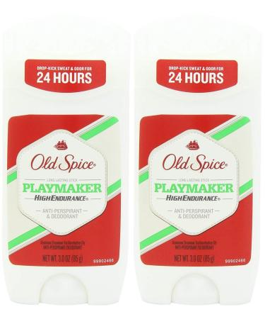 Old Spice High Endurance Invisible Solid Antiperspirant Deodorant Playmaker Scent 3 Ounce (Pack of 2)