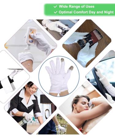 10 Pairs Moisturizing Touch Screen Gloves | Overnight Bedtime White Cotton | Premium Cloth Quality for Eczema, Dry Skin | Spa Therapy for Sensitive Irritated Skin | One Size Fits Most - Buy Online on SooperMarket.com
