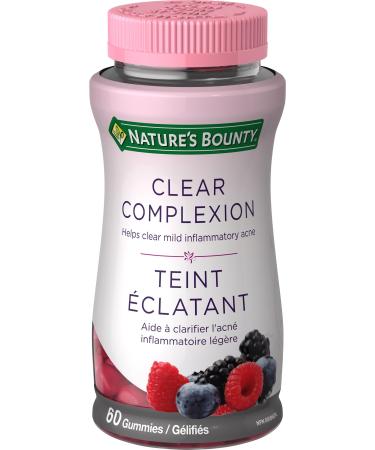 Nature's Bounty Clear Complexion Helps improve mild inflammatory acne pimples Contains Zinc Mixed Berry Flavour 60 Gummies
