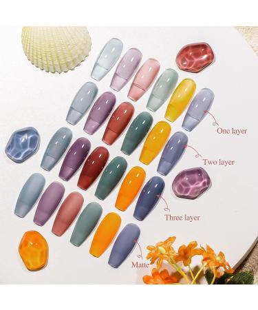 MEET ACROSS Jelly Gel Nail Polish Set - 6 Morandi Colors for Salon Gel Manicure and DIY Nail Art (Gray, Purple, Yellow) - Buy Online on SooperMarket.com