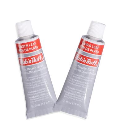AMACO Rub n Buff Wax Metallic Finish - 2 Rub n Buff Silver Leaf 15ml Tubes - Versatile Gilding Wax for Finishing Furniture Antiquing and Restoration - Rub and Buff Colors Set of Two