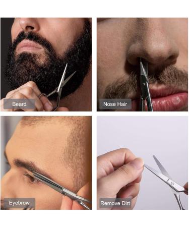HAWATOUR Stainless Steel Beard Scissors for Trimming - Silver Classic - Buy Online on SooperMarket.com