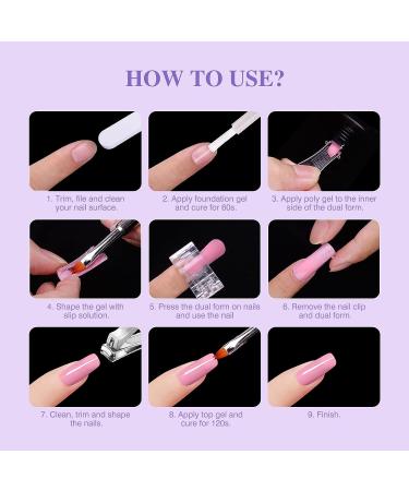 Saviland Clear Dual Nail Forms Set - 100PCS Full Cover Nail Extension Gel Molds + Dual-end Poly Gel Brush | 10 Sizes for Manicure Salon & Home DIY - Buy Online on SooperMarket.com