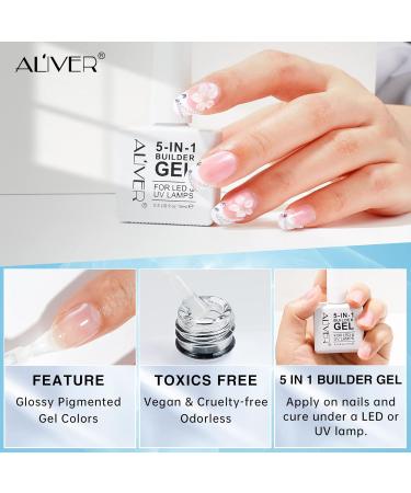 Clear Builder Gel 5 in 1 Builder Base Strengthening Gel 15ml Nails Extension Base Coat UV/LED Nail Polish Coat for Hard Strong Nails Tips & Extensions - Buy Online on SooperMarket.com