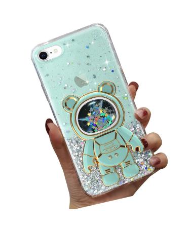 Tivenfezk Nadoli for iPhone 6/6s Treibsand B r astronaut Hidden Stand Shell caricature glitter astronaut stand soft silicone bling mobile phone case.