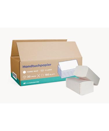 Inoverse paper towels 3 000 sheets folding towels paper towels paper town towels paper towels for donors disposable towels towel paper ZZ -fold 25x23 cm white - 3 000 sheets