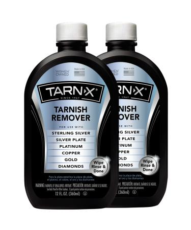 Tarn-X Metal and Silver Tarnish Remover For Use on Sterling Silver Silver Plate Platinum Copper Gold Diamonds - 12 Ounce Bottle (Pack of 2)