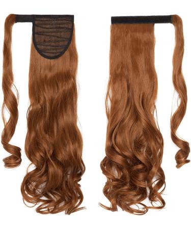 Clip in Ponytail Extension Wrap Around for Women Long Synthetic Natural Wavy Curly Hair Pony Tail Hair Extensions 17 inch Light Auburn - Buy Online on SooperMarket.com