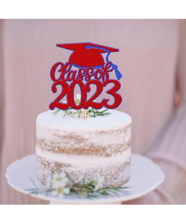 Rsstarxi 1 Pack Congrats Class of 2023 Cake Topper Glitter Class of 2023 Grad Cap Cake Pick Decoration for High School College 2023 Graduation Theme Party Cake Decorations Red Style 8 Red - Buy Online on SooperMarket.com
