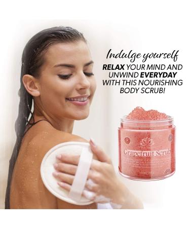 Organic Grapefruit Salt Scrub - Smooth Skin Exfoliator with Shea Butter & Vitamin E | 10 oz - Buy Online on SooperMarket.com