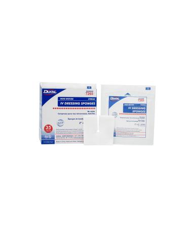 Dukal Basic T-Drain Sponges 2 x 2. Pack of 70 Pre-Cut Dressings for I.V.s Catheters Tubes Drains. 6-ply Poly Rayon Medical Sponges. Sterile Highly Absorbent Dressing Pads 7265