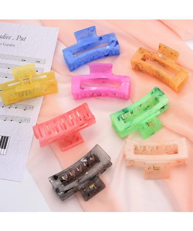 8 PCS 3.5 Inch Hair Claw Clips Set for Women - Rectangle Claw Clips for Thick Hair - Buy Online on SooperMarket.com
