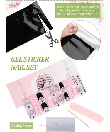 EBANKU Purple Blue Semi Cured Gel Nail Strips | Long Lasting Waterproof Nail Wraps with Cuticle Stick, File, Wipes | UV/LED Lamp Required | Pink and Black - Buy Online on SooperMarket.com