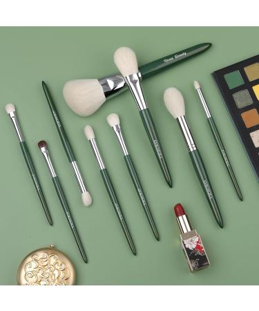 Natural Goat Hair Makeup Brushes Set - 9 Piece Ultra Soft Face & Eye Brushes for Foundation Concealer Blush Contour & Eyeshadow - Perfect Travel Kabuki Set (Green - Buy Online on SooperMarket.com