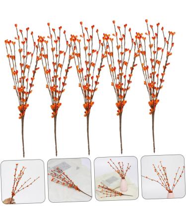 5pcs Artificial Berry Branch Christmas Ornaments Christmas Decoration Christmas Garland Berry Artificial Tree Picks Holly Berry Sprigs Plants Decor Plastic Small Fruit Halloween Orange 30x5cm - Buy Online on SooperMarket.com