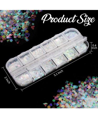 Teenitor 12 Boxes Holographic Nail Sequins - Ultra-Thin Colorful Glitter Sticker for Nail Art, Cosmetic and Festival Glitter Decoration - Buy Online on SooperMarket.com