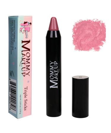 Mommy Makeup Triple Sticks Lipstick & Cream Blush - Moisturizing long-wearing lip color with medium coverage for lips and cheeks Pink Daisy Pink Daisy - a daisy pink with shimmer