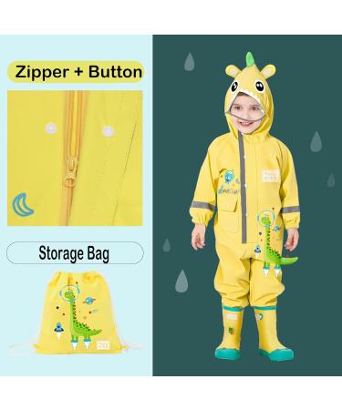 Fewlby Kids Puddle Suit Rain Suit Waterproof Hooded Raincoat L Size 4-5 Years Light Yellow - Buy Online on SooperMarket.com