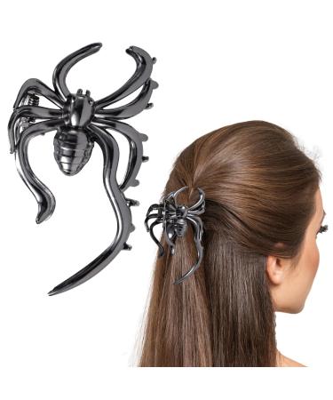 Halloween Hair Claw Clips Horror Hair Clips Gothic Hair Barrettes Hairpin Metal Spider Hair Accessories Black Halloween Hair Accessories Decoration for Women Girls (Spider)