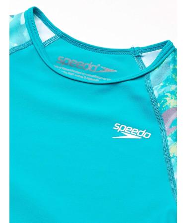 Speedo Girls' Printed Rash Guard Swim Set - Turquoise, Size 4 - Buy Online on SooperMarket.com
