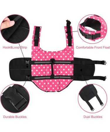 HAOCOO Dog Life Jacket Vest Swimsuit with Reflective Stripes - Pink Polka Dot XL - Buy Online on SooperMarket.com