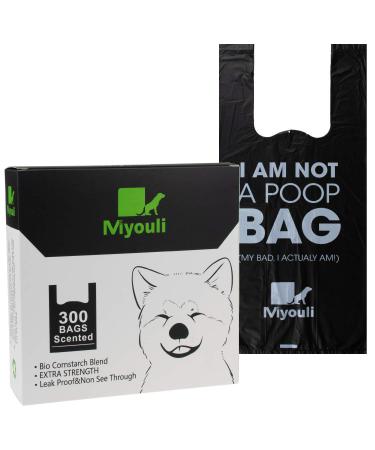 300 Counts Extra Thick Black Biodegradable Pet Poop Waste Bags With Handles for Dogs Ocean Wind-Scented 300 count (Pack of 1) Scented
