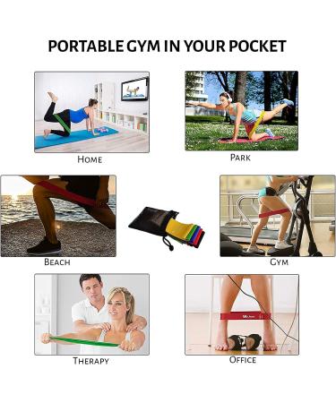 Limm Resistance Loop Exercise Bands - Set of 5 with Instruction Guide & Carry Bag - Latex Stretch Bands for Home Workout & Physical Therapy - Multicolor Set for Women and Men - Buy Online on SooperMarket.com