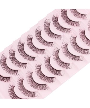 Parriparri Russian Hybrid Strip Lashes - 10 Pairs of Natural Wispy Fluffy D Curly Cat Eye False Eyelashes for Lightweight 3D Effect - Russian-27 - Buy Online on SooperMarket.com