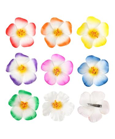 Gukasxi 24 Pieces Hawaii Hibiscus Flowers Clips 3.7inch Artifical Hibiscus Flower Hair Clips Tropical Beach Headdress Boho Flower Hairpins for Women Girls Hawaii Hair Accessories for Women