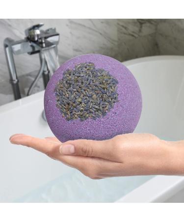 Lavender Vanilla Giant 12oz Fizzy Bath Bomb with Real Dried Flower Petals by Cottage Lane - Night of Romance Collection - Buy Online on SooperMarket.com