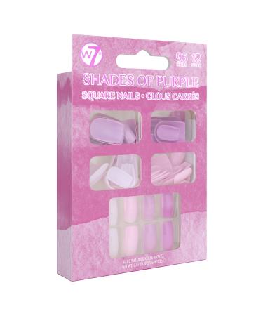 W7 96 Square Nails - Shades Of Purple