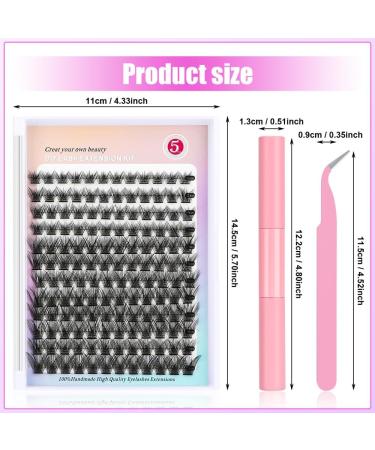Rxuaw DIY Eyelash Extension Kit Lash Clusters 12 Rows Cluster Lashes with Glue and Tweezer for Lash Extension Beginners Outfit - Buy Online on SooperMarket.com