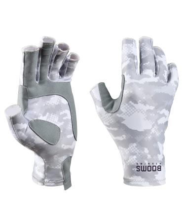 Booms Fishing FG2 Fishing Gloves, UPF50+ Sun Protection Gloves, Men Women Fingerless Gloves for Fishing, Kayaking, Hiking, Driving, Motorcycle, Biking, Hunting, Outdoor, Camping, Rowing Gray Medium