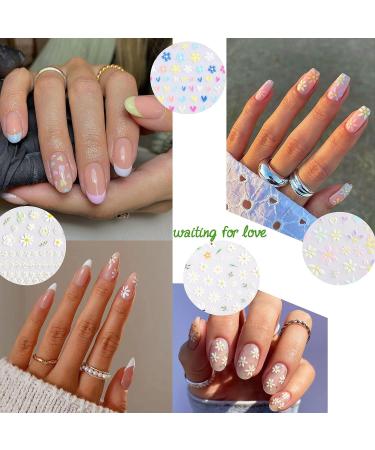 5D Embossed Spring Daisy Nail Art Stickers - Self-Adhesive White Yellow Flower Decals - Buy Online on SooperMarket.com