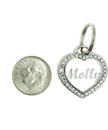 Custom Engraved Stainless Steel Pet ID Bling Tag with Rhinestones - Personalized Heart Shape for Dogs and Cats - Buy Online on SooperMarket.com