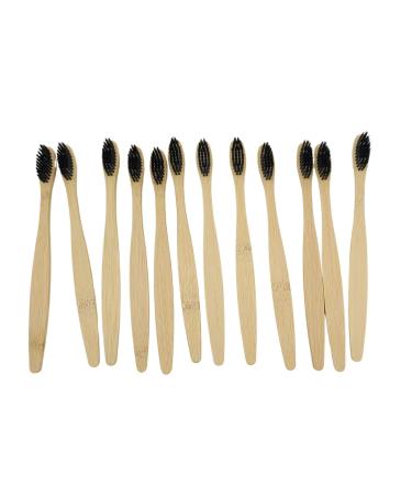 Teeth Whitening Natural Bamboo Toothbrush with Bamboo Charcoal Infused Bristles (Pack of 12 Toothbrush) Biodegradable Eco-Friendly Medium Bristles Ergonomic Design All Natural Tooth Brush