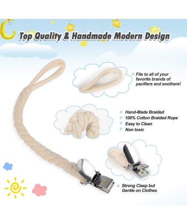 POKIPAW Pacifier Clip for Boys and Girls  6 Pack Baby Pacifier Holder Leash 100% Handmade Braided Fits All Pacifiers & Teething Toys Modern Unisex Baby Gift Colorful - Buy Online on SooperMarket.com