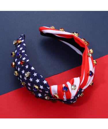 Patriotic Rhinestone Cross Headband - 4th of July Crystal Twist Hair Accessory - Buy Online on SooperMarket.com