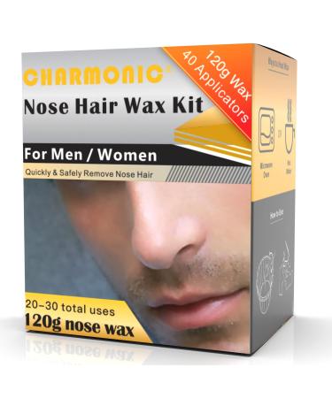 120g Wax Nose Wax Kit, Nose Hair Wax, Nose Wax with 40 Applicators, Quick & Painless Nose Hair Waxing Kit for Men and Women, Nose Hair Remover Wax Kits Used at Least 20 Times Usage