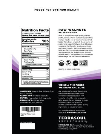 Terrasoul Superfoods Organic Raw Chandler Walnuts 3 Lbs (3 Pack) - Fresh Light Color - Buy Online on SooperMarket.com