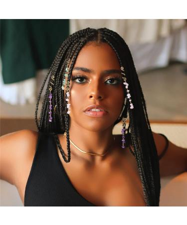 Vinswet Colored Natural Stone Tassels Hair Jewelry for Braids - Pack of 6 Green Pink Purple Gems - Dreadlock Accessories for Women Girls - Buy Online on SooperMarket.com
