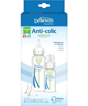 Dr. Brown's Anti-Colic Baby Bottle Sampler Kit with Slow and Medium Flow Teats - Buy Online on SooperMarket.com