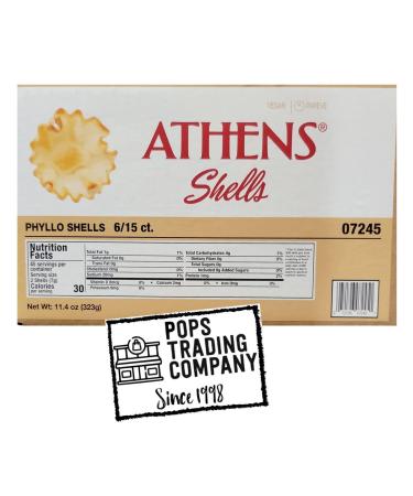 POPS TRADING COMPANY Since 1998 Athens Fillo Shells 6 - 15 CT Trays (90 PCS) Incl Pops Cannoli Cream Recipe Card
