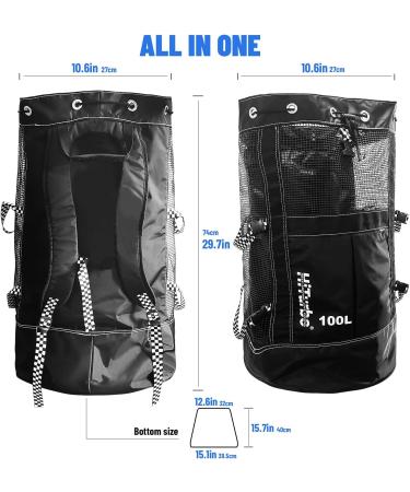 Hiturbo 22 Gallon Scuba Diving and Snorkeling Gear Backpack - Large Capacity Black Mesh Bag for Diving Equipment - Buy Online on SooperMarket.com