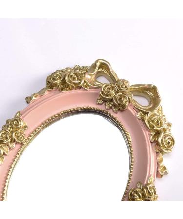 Vintage Handheld Makeup Mirror with Crafted Rose Design - Pink Princess Beauty Vanity Mirror - Buy Online on SooperMarket.com