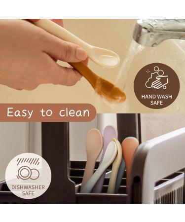 Moonkie Silicone Baby Spoons Set of 4 - Soft-Tip Spoons for Infant Feeding - Chewproof & Bendable - Ideal for Self-Feeding & Baby Led Weaning - Grey/Warm Taupe/Ether/Sage - Buy Online on SooperMarket.com