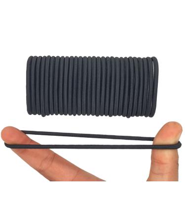 12 PCS Elastic Hair Bands 3mm Elastic Hair Ties Ponytail Holders Bulk Hair Ties No Metal Gentle Elastics for Women Men Girls Kids (Black)