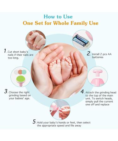 Zooawa 20 in 1 Electric Baby Nail Trimmer Kit - Nail Clipper, File & Polish Grooming Set for Newborns to Adults - Pink - Buy Online on SooperMarket.com