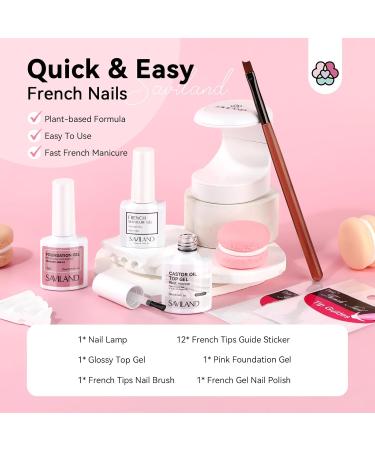 Saviland French Manicure Kit: White French Gel Nail Polish Fast French Tips Guide Stickers Complete French Tip Tool Easy French Nail Brush Home Beginners French Nails 8B-French Manicure Nail Kit2 - Buy Online on SooperMarket.com